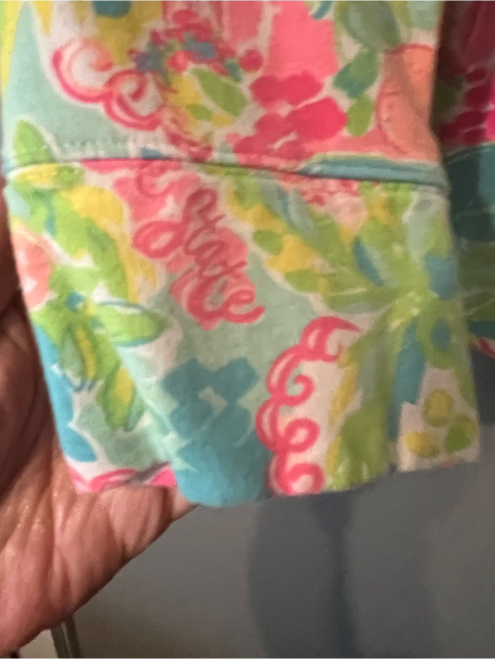 Lily Pulitzer Bright Floral Quarter-Zip Pullover Top - Pink & Teal - Picture 2 of 10